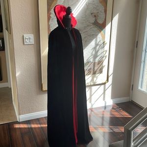 black velvet Cape With a red satin line Unisex